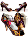 Gatsby 1920's Purple Satin Crystal Heel - Wicked Addiction