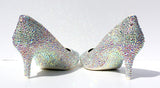 Crystal AB Kitten Heels: Low Heel Wedding Shoes - Wicked Addiction