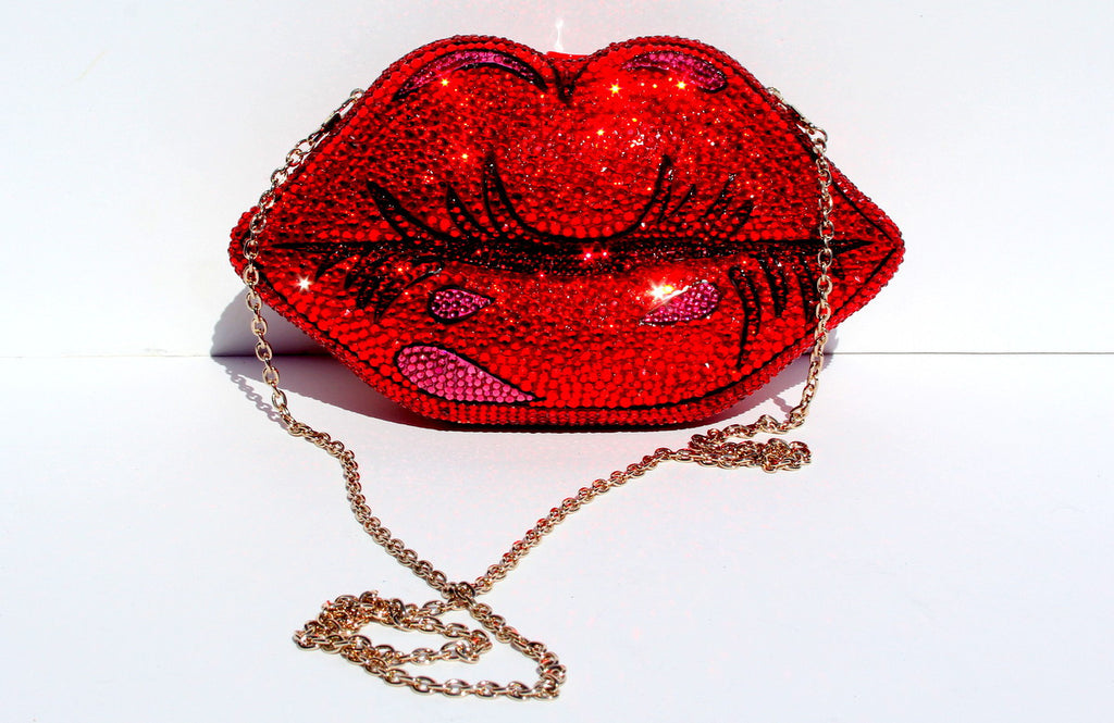 Pop Art Red Lips Crystal Clutch - Wicked Addiction