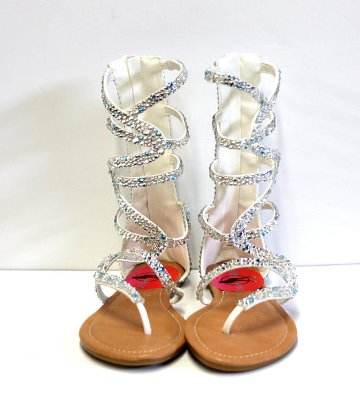 Silver Crystal Gladiator Sandal - Wicked Addiction