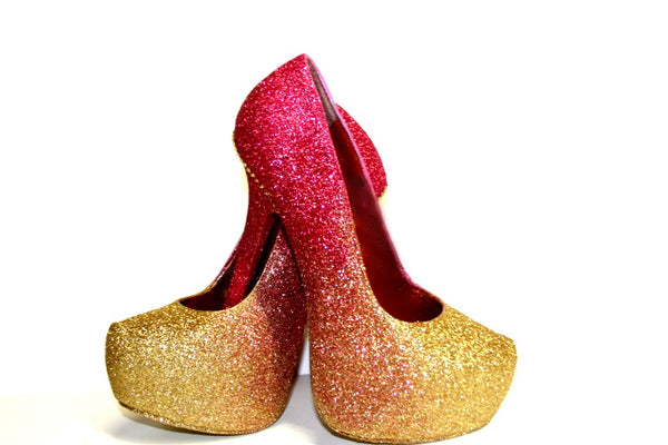 Ombré Glitter Shoes Custom Pumps Wedding Heels Bridesmaids Shoes 