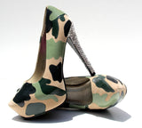 Custom Camo Heels with Swarovski Crystals - Wicked Addiction
