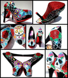 Day of the Dead Sugar Skull Heels - Wicked Addiction