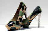 Custom Camo Heels with Swarovski Crystals - Wicked Addiction