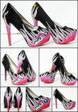 Flame & Clear Crystal Motorcycle Platform Heels - Wicked Addiction