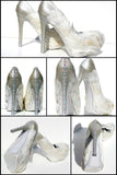 White Swan Feathered Crystal Bridal Heels - Wicked Addiction