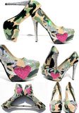 Camouflage Wedding Heels with Heart and Deers - Wicked Addiction