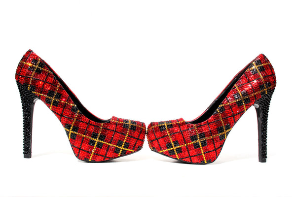 Buffalo plaid high heels sale