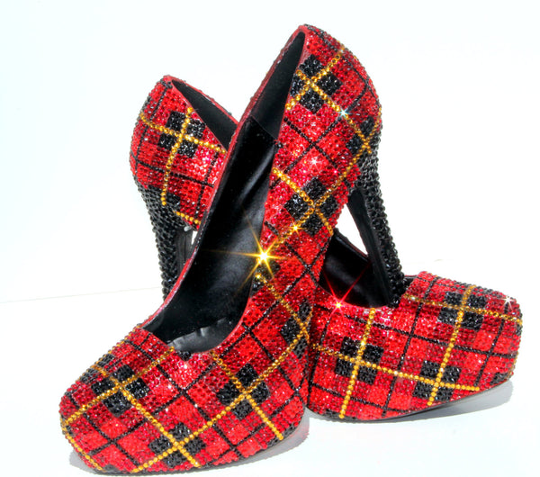 Swarovski Crystal Buffalo Plaid Heel - Wicked Addiction