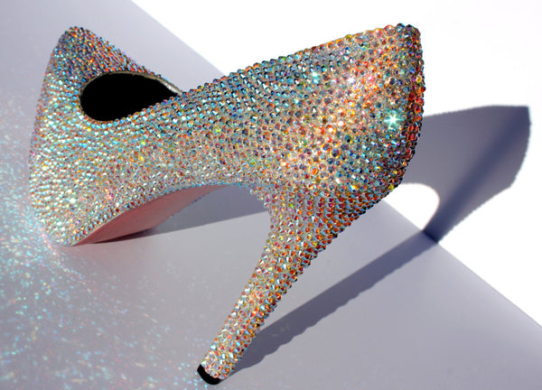 Crystal AB Heels with Custom Sole Color Wicked Addiction