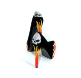 Biker Chic Heels with Crystal Skulls & Flames - Wicked Addiction