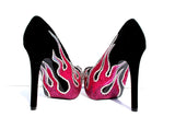 Crystal Skull & Pink Flame Heels - Wicked Addiction