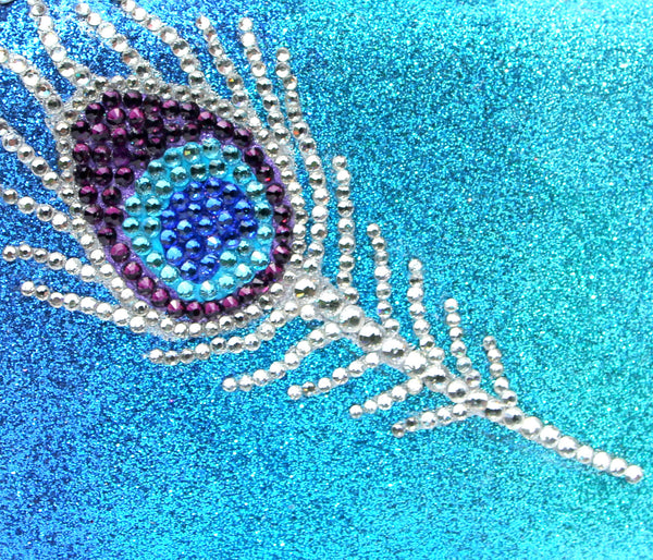 Swarovski Crystal Peacock Feather Pattern Purple Ostrich and Peacock Feather Round Fan Bouquet With  main image 2