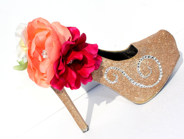 Complete Custom Floral Bridal Heel - Wicked Addiction