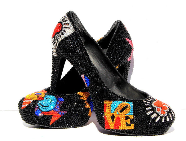 Pop Art Swarovski Crystal Heels - Wicked Addiction