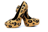 Gold & Black Leopard Crystal Heels - Wicked Addiction