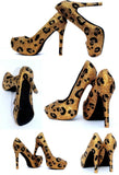 Gold & Black Leopard Crystal Heels - Wicked Addiction