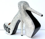 BOSS Black & Silver Swarovski Crystal Heels - Wicked Addiction