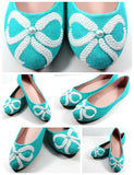 Tiffany Blue Flats with White Pearl Bows - Wicked Addiction