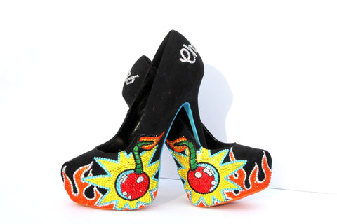 Cherry Bomb Hand Painted Crystal Heels