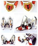 Crystal Sugar Skull, Heart Locket & Key Heels - Wicked Addiction