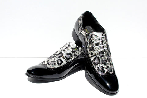 Men's Swarovski Crystal Leopard Wing Tip Shoe
