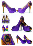 Mardi Gras Swarovski Crystal Peacock Heel - Wicked Addiction