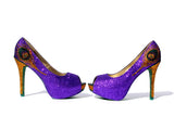 Mardi Gras Swarovski Crystal Peacock Heel - Wicked Addiction