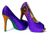 Mardi Gras Swarovski Crystal Peacock Heel - Wicked Addiction