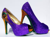 Mardi Gras Swarovski Crystal Peacock Heel - Wicked Addiction