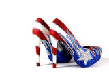 Puerto Rican Flag Glitter Crystal Heels - Wicked Addiction