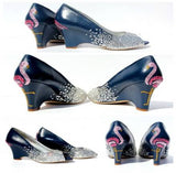 Crystal Wedges with Flamingos - Wicked Addiction