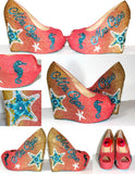 Wedge Wedding Shoes: Custom Ombre Peep Toe Beach Shoe - Wicked Addiction