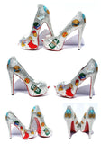 Swarovski Crystal Emoji Peep Toe Heels - Wicked Addiction