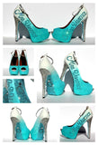 Personalized Wedding Shoe in aqua with crystals - Wicked Addiction