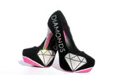 Pink & Black Crystal "Diamond" Heels - Wicked Addiction