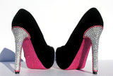 Pink & Black Crystal "Diamond" Heels - Wicked Addiction