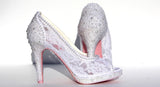 White Wedding Stiletto with Lace & Pearls - Wicked Addiction
