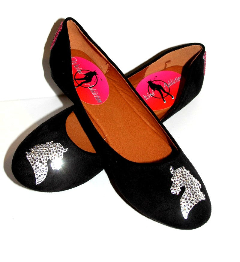 Horse/Cowboy Crystal Glitter Ballet Flats - Wicked Addiction