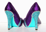 Tiffany Blue Crystal & Purple Glitter Bow Heels - Wicked Addiction