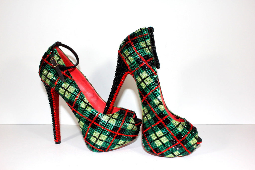 Crystal Plaid Heel: Scotland-Inspired Pumps - Wicked Addiction