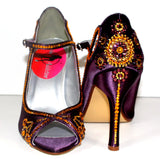 Gatsby 1920's Purple Satin Crystal Heel - Wicked Addiction