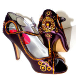 Gatsby 1920's Purple Satin Crystal Heel - Wicked Addiction