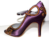 Gatsby 1920's Purple Satin Crystal Heel - Wicked Addiction