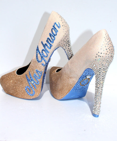 Custom White Gold Ombre Wedding/Prom Shoe - Wicked Addiction
