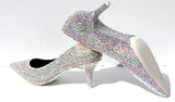 Crystal AB Kitten Heels: Low Heel Wedding Shoes - Wicked Addiction