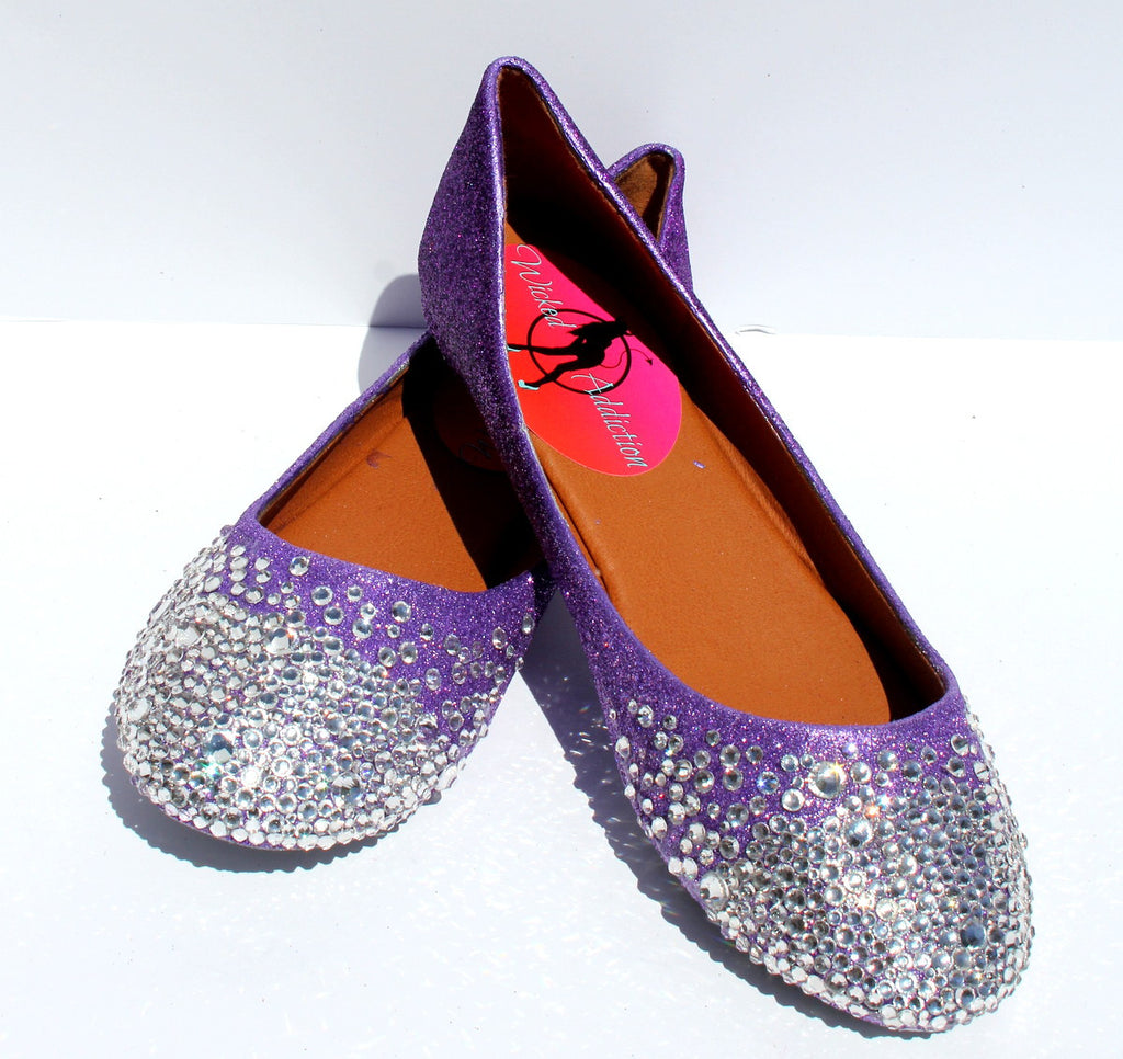 Crystal Ballet Flats: Glitter Ombre Purple - Wicked Addiction