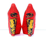 Red Crystal Wedges with Bull - Wicked Addiction