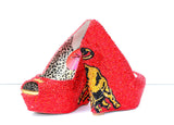 Red Crystal Wedges with Bull - Wicked Addiction