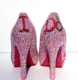 "I Do" AB Crystal Wedding Heel with Rose Bow - Wicked Addiction